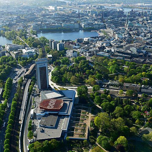 Aerial view of Hamburg and CCH - Congress Centre Hamburg Aerial view of Hamburg and CCH - Congress Centre Hamburg